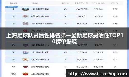 上海足球队灵活性排名第一最新足球灵活性TOP10榜单揭晓